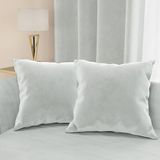 PETTI Artigiani Italiani - 2 stuks fluwelen bankkussens met vulling, voor slaapkamer, meubelkussens met verborgen ritssluiting, lichtgrijze fluweel, 2 stuks, 40 x 40 cm