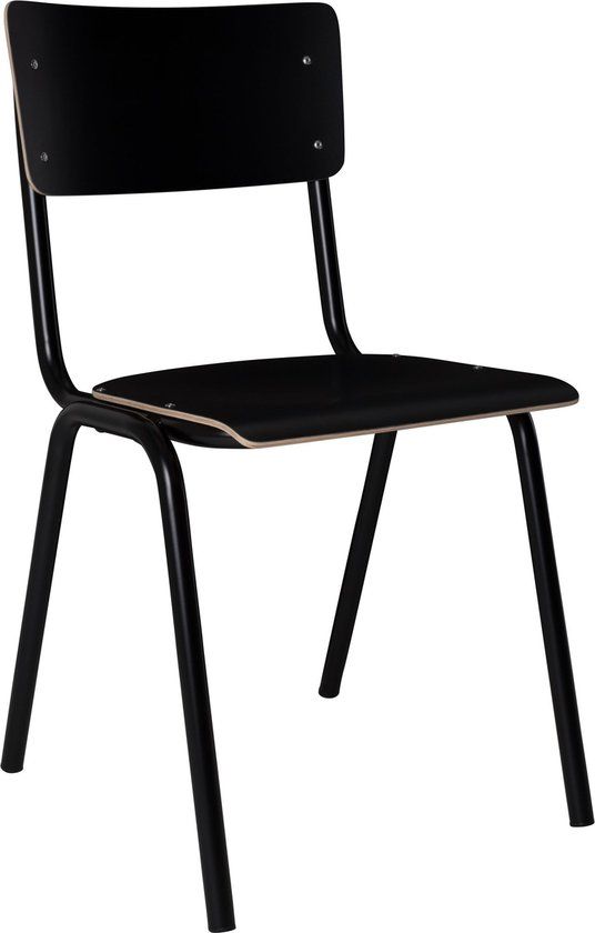 Zuiver Back To School Eetkamerstoelen - Set van 4 - Zwart - Design