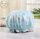 New Age Devi Thuis in Waren B.V. 2 x Dikke Douche muts - Shower Cap - light Blue and Pink Flamingo