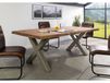 FREEFORM Table à manger 220x100 en bois de Sheesham teinté brun mat pieds en X gris