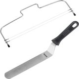 Merkloos Westmark Taartbodemverdeler met 2 getande snijdraden + 1 hoekpalet, 39,5 cm, roestvrij staal, lengte: 32 cm, Simplex-duo, zilver/zwart