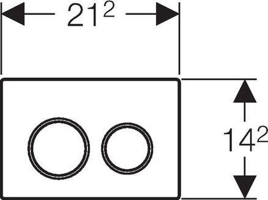 Geberit Omega20 bedieningsplaat Omega20 DF kunststof 21.2x14.2cm boven/frontbediend zwart/glans chroom/zwart 115085km1