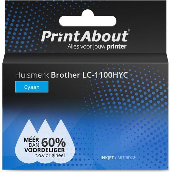 PrintAbout Huismerk LC-1100HYC Cyaan Inktcartridge (Hoge capaciteit)