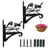 Solidchoice - Support mural pour 2 pots de fleurs - Suspension en fer pour plantes et décorations (Deux oiseaux, modèle B)
