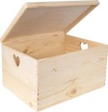 Creative Deco XXL Grote Houten Doos Opberger Kist | 40 x 30 x 24 cm | Met Deksel en Handvat Hart | voor Documenten, Voorwerpen, Speelgoed, Gereedschap