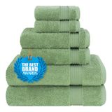 Cotton Paradise Set van 6 zachte en absorberende handdoeken van 100% Turks katoen, 2 badhanddoeken, 2 handdoeken, 2 washandjes (saliegroen)