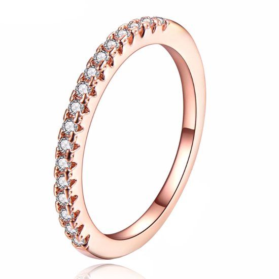 LGT JWLS Lookinggoodtoday Dames Ring Verguld Rose Kleurig met Zirkonia-18mm