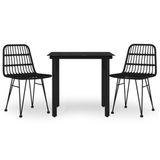 VidaXL 3-delige tuinset, polyrotan, zwart