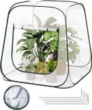 Famanu - Pop-up minitent, waterdichte pvc-kas met helder zicht, houdt vocht vast in de zomer en houdt warm in de winter, voor binnen en buiten, 100x100x97 cm, transparant