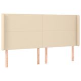 VidaXL Hoofdbord met randen Crème 203x16x118/128 cm Polyester/Hout