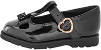 Next Meisjes Junior-schoolschoenen met T-bandje, strik en wijde pasvorm (G) - Zwart