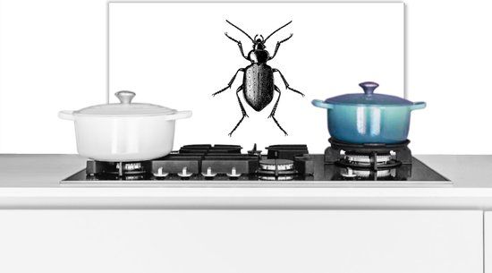 KitchenYeah Spatscherm keuken 60x30 cm Kever - Zwart wit - Aluminium