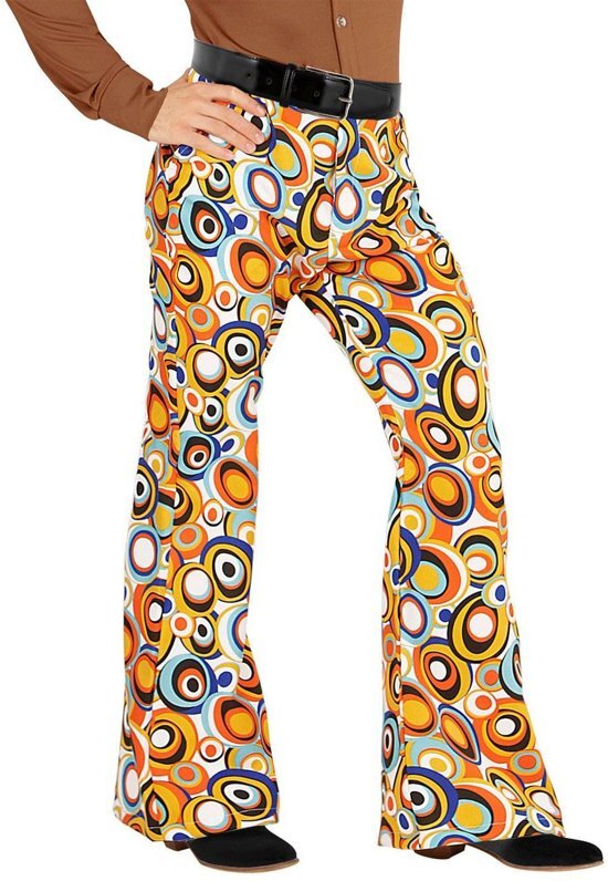 - Hippie Kostuum Groovy Gandalf 70s Heren Broek, Luchtbellen Man Small / Medium Carnaval kostuum Verkleedkleding