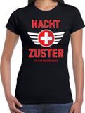 Bellatio Decorations Shoppartners Bv Nacht zuster verkleed t-shirt zwart voor dames - verpleegster carnaval / feest shirt kleding / kostuum M