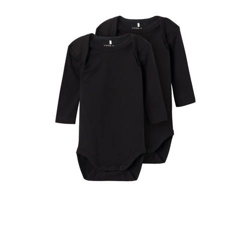 NAME IT BABY romper NBNBODY - set van 2 zwart