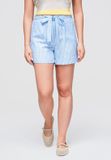 OMBRE Korte Broek - Loose Fit - Katoen - Gestreept Lichtblauw XL