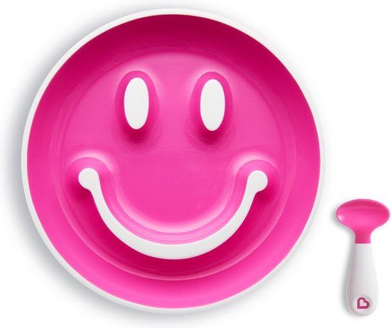 Munchkin Smile 'N Scoop Baby Bordje met Lepel - Roze