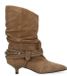 Manfield Dames Cognac Suède Enkellaarsjes Met Hak - Maat 42