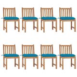 VidaXL Chaise de jardin Assise capitonnée Teck Bleu