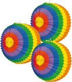 Boland Lampion met gekleurde stippen - Set van 3x stuks - papier - Dia 26 cm - Feestversieringen - sint maarten