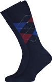 Tommy Hilfiger Check Socks (2-pack) - Herensokken - Katoen - Geruit en Uni - Blauw met Rood - Maat 47-49
