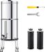 Système de filtration d'eau par gravité sans marque, unité de comptoir en acier inoxydable 304 de 2,25 gallons, filtre le plomb et jusqu'à 99 % de chlore, 2 filtres à charbon, robinet d'eau et support inclus
