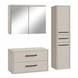 Badplaats Wastafelkast Set Florence 80 x 46 cm - Beige - met Spiegelkast en Kolomkast