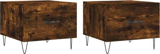 vidaXL Salontafels 2 st 50x50x40 cm bewerkt hout gerookt eikenkleurig