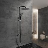 Görbach zwart Doucheset douchesysteem zonder douchearmatuur, bovenhoofddoucheset met douchestang, regendouchekop 25 * 25cm