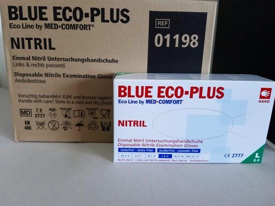 MED-COMFORT Blue Eco-plus Nitril Handschoenen Maat M (100 stuks)