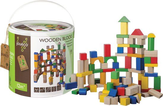 Jouéco Houten Blokken - 100-delig - Multicolor