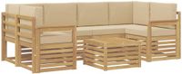 vidaXL - Bank loungeset - 6 zitplekken - Polyester - Wit en Beige
