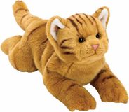 Suki Gifts Pluche knuffeldier poes/kat - rood - liggend - 33 cm - huisdier knuffel