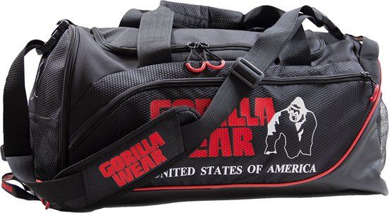 Gorilla Wear Jerome Sporttas - Zwart/Rood - Duffel Bag - 41.5L