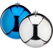 Gerimport Grandes boules de Noël décoratives - 2x - argent et turquoise bleu - D20 cm - plastique