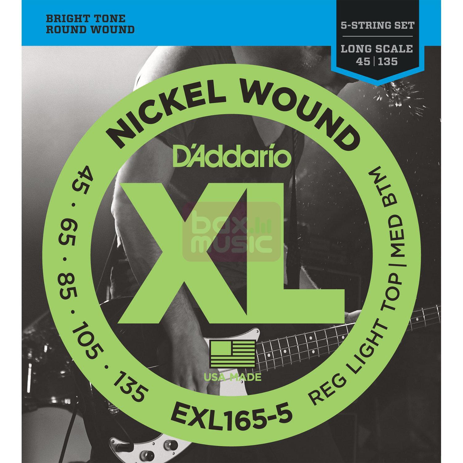 D'ADDARIO EXL165-5 snarenset voor 5-snarige elektrische basgitaar