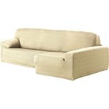 ECOMMERC3 Bankhoes voor chaise longue, lang hoekdeel rechts, elastisch, van jacquard, chaise longue-bankhoes, ecru, universele pasvorm, met schuimstoffen en antislip elastieken banden