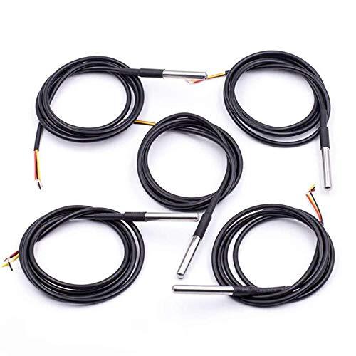 AZ Delivery 5 x 1M Kabel DS18B20 Digitale Roestvrij Staal Temperatuursensor, Waterdicht compatibel met Arduino en Raspberry Pi Inclusief E-Book!