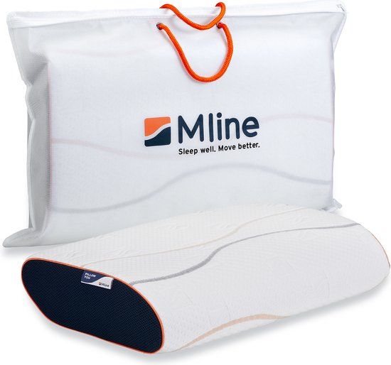M line Pillow You Oranje Traagschuim Hoofdkussen - Ergonomisch - Zijslapers - Zacht - Wit/Oranje