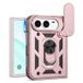 Rose Doré Coque Hybride iPhone Duo à Anneau Rotatif avec Protection pour Appareil Photo