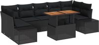 vidaXL Tuinbank Set Zwart Polyrattan
