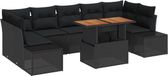 vidaXL Tuinbank Set Zwart Polyrattan