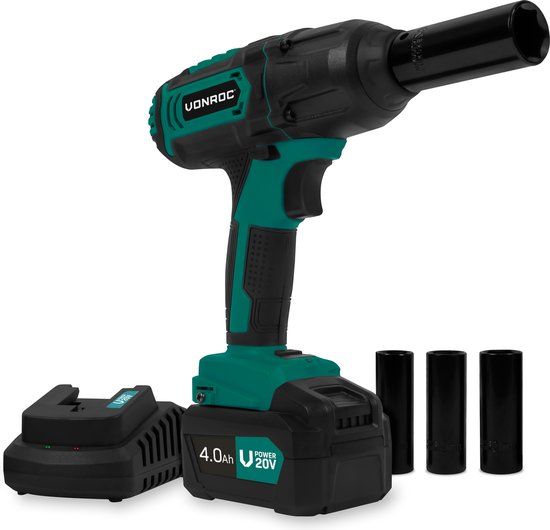 VONROC Accu slagmoersleutel 20V - 400Nm - Incl. 4.0Ah Accu en snellader