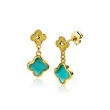 ZINZI 23mm gold plated zilveren oorsieraden met groene klavers 10mm ZIO2583
