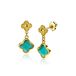 ZINZI 23mm gold plated zilveren oorsieraden met groene klavers 10mm ZIO2583