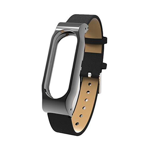 VILLCASE Polshorloge-Fashion Casual vervangende lederen band voor Xiaomi Mi Band 2 (zwart)