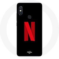 Maniacase Hoesje voor Xiaomi Redmi Note 5 Pro Netflix Rood logo zwarte achtergrond