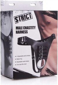 Strict Male Chastity Harness - Zwart - Kunstleer/Metaal