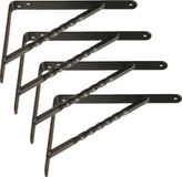 AMIG Plankdrager/steun/beugel Spiraal - 4x - metaal - zwart - H250 x B200 mm - Tot 225 kg