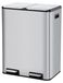 Poubelle 2x30 litres - Poubelle à pédale en inox - Compartiments doubles pour le tri des déchets - Fermeture douce du couvercle - Bacs intérieurs amovibles - Rectangulaire - Argent